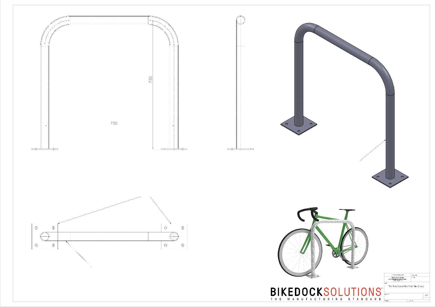 Support vélos traditionnel à arceau galvanisé